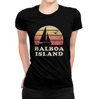 Balboa Island Ca Vintage Sailboat 70S Sunset Tee Women T-shirt | Mazezy