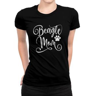 Beagle Mom Dog Lover Paw Print White Script Mother's Day Women T-shirt | Mazezy