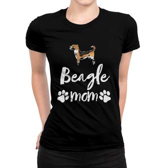 Beagle Mom With Paws Prints Women T-shirt | Mazezy