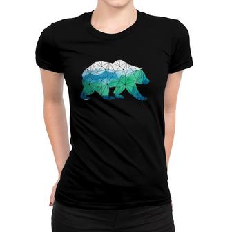 Bear Low Poly Mountains Grizzly Hiking Camping Camper Gift Women T-shirt | Mazezy