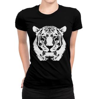 Beautiful Wild White Tiger Big Cat Animal Art Illustration Women T-shirt | Mazezy