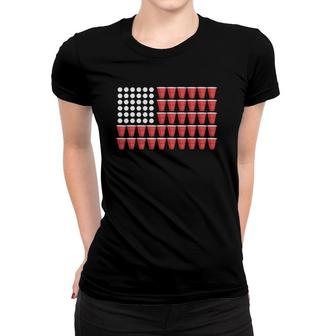 Beer Pong American Flag 4Th Of July Fourth Party Women T-shirt | Mazezy