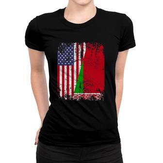 Belarusian Roots Half American Flag Belarus Flag Women T-shirt | Mazezy