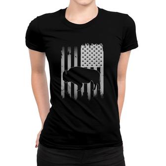 Bison Usa American Flag 4Th Of July Patriotic Buffalo Gift Women T-shirt | Mazezy