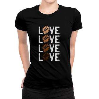Black History Love Power Fist Cool African American Gifts Women T-shirt | Mazezy