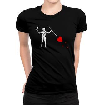 Blackbeard's Jolly Roger Pirate Flag Raglan Baseball Tee Women T-shirt | Mazezy