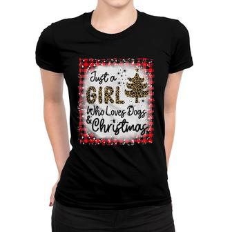 Bleached Just A Girl Who Loves Dogs And Christmas Pajamas Women T-shirt - Thegiftio UK