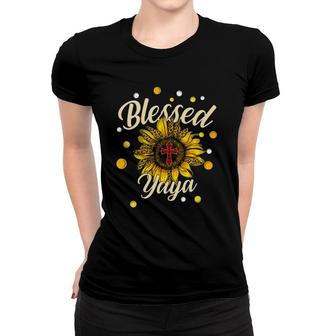 Blessed Yaya Cross Sunflower Mother's Day Women T-shirt | Mazezy