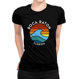 Boca Raton Florida Retro Wave Women T-shirt | Mazezy