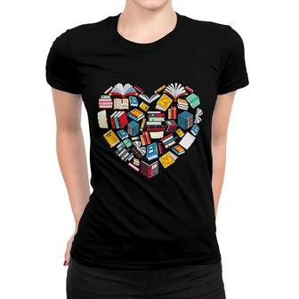 Book Lover Heart Shape Reading Club Librarian Library Gift Women T-shirt - Thegiftio UK