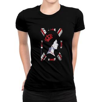 British Flag With The Queen Union Jack United Kingdom Women T-shirt | Mazezy