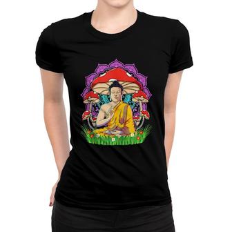 Buddha Mushroom I Zen Yoga Meditation I Psychedelic Hippie Women T-shirt | Mazezy DE