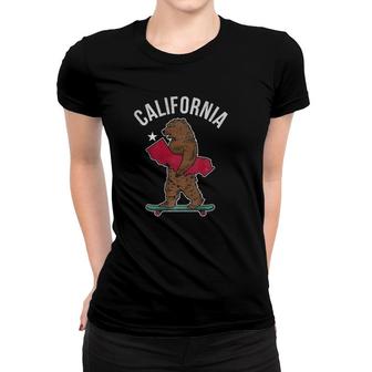 California Bear Skateboard Holding The State Women T-shirt | Mazezy