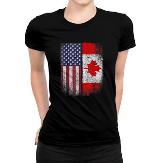 Canadian American Flag Canada Usa Roots Women T-shirt | Mazezy