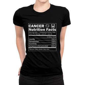 Canker Nutrition Facts Astrology Zodiac Sign Horoscope Women T-shirt | Mazezy UK
