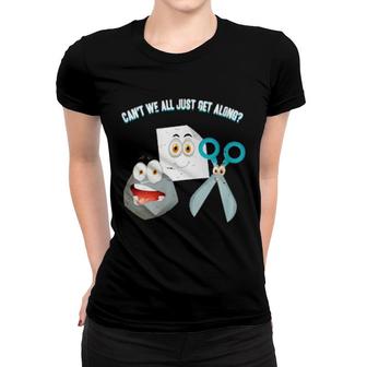 Can't We All Just Get Along Rock Paper Scissors Grey Women T-shirt | Mazezy UK