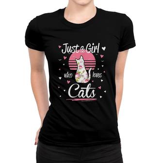 Cat Design Just A Girl Who Loves Cats Women T-shirt | Mazezy