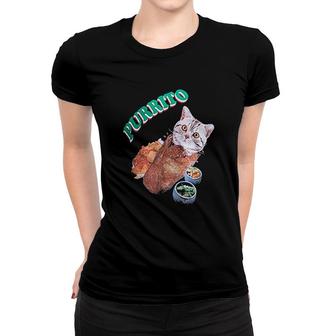 Cat In A Burrito Funny Mexican Food Women T-shirt | Mazezy