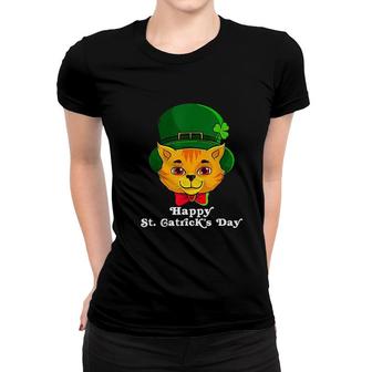 Cat Leprechaun Happy St Catricks Day Patricks Pun Women T-shirt | Mazezy