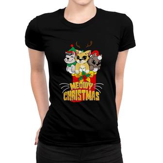 Cat Meowy Family Matching Christmas Pajamas Cats Xmas Women T-shirt | Mazezy