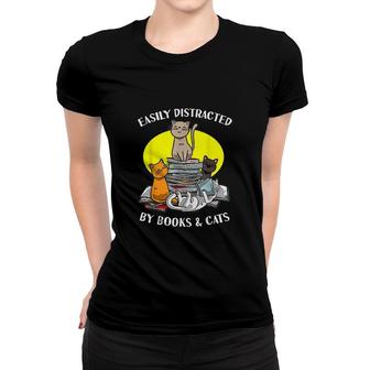 Cat Teacher Librarian Bookworm Gift Women Men Kids Women T-shirt - Thegiftio