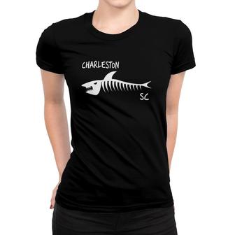 Charleston Sc South Carolina Shark Skeleton White Print Women T-shirt | Mazezy