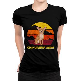 Chihuahua Mama Retro Sunset Chihuahua Mom Women T-shirt | Mazezy