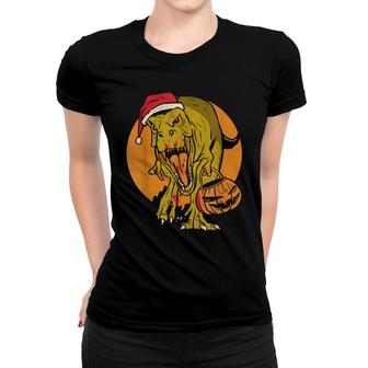 Christmas Dinosaur Pumkin Blood Halloween Saurus Xmas For Men & Women Women T-shirt | Mazezy