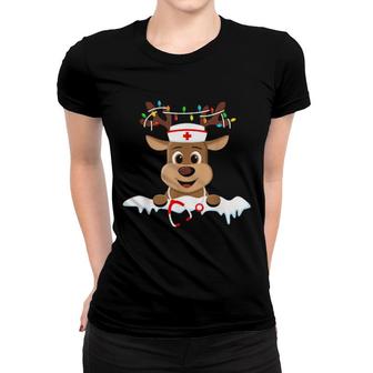 Christmas Nurse Love Nicu Rn Er Santa Reindeer Nurse Hat Elf Women T-shirt | Mazezy