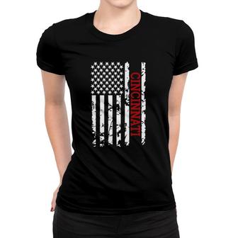 Cincinnati Ohio American Flag Vintage Women T-shirt | Mazezy