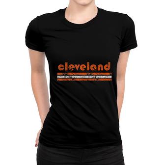 Cleveland Ohio Vintage Three Stripe Weathered Women T-shirt - Seseable