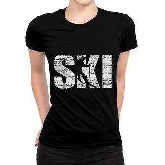 Cool Distressed Skiing Women T-shirt | Mazezy