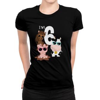 Cool Farm Animals 6Th Birthday Party 6 Years Old Toddler Women T-shirt | Mazezy