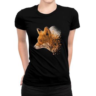 Cool Red Fox Tree Night Moon Women T-shirt | Mazezy