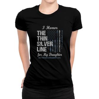 Correctional Officer Daughter Thin Silver Line Corrections Women T-shirt - Thegiftio