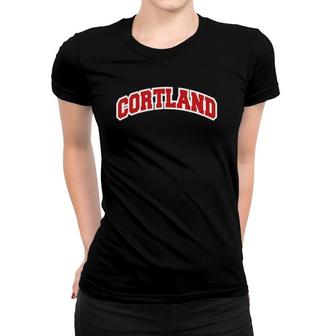 Cortland New York Varsity Style Vintage Women T-shirt | Mazezy