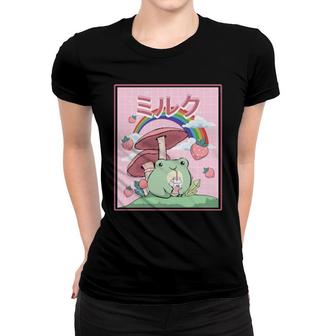 Cottagecore Aesthetic Kawaii Frog Drinking Japanese Milk V2 Women T-shirt - Thegiftio UK