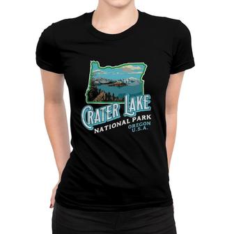 Crater Lake National Park Vintage Oregon Retro Women T-shirt | Mazezy