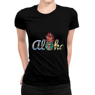 Cute Aloha Hawaii Pineapple Mermaid Coral Women T-shirt | Mazezy