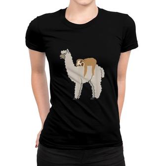 Cute And Funny Sloth Riding Llama Women T-shirt | Mazezy