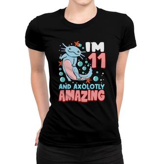 Cute Axolotl Motif 11 Year Old Axolotl 11Th Birthday Women T-shirt | Mazezy