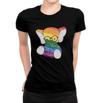 Cute Baby Elephant Geeky Eyeglasses Rainbow Flag Lgbt Pride Women T-shirt | Mazezy