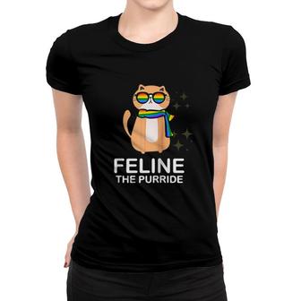 Cute Gay Pride Rainbow Cat Lover Feline The Purride Women T-shirt | Mazezy
