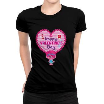 Cute Girl Happy Valentines Day Pink Red Heart Women T-shirt | Mazezy