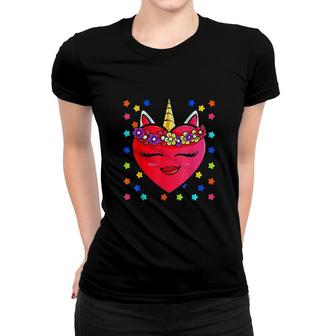 Cute Heart Unicorn Face Women T-shirt | Mazezy