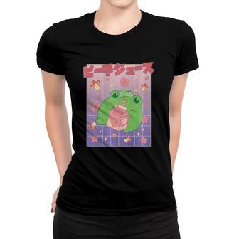 Cute Kawaii Frog Peach Juice Box Women T-shirt | Mazezy