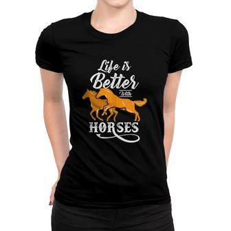 Cute Life Is Better With Horses Women T-shirt | Mazezy