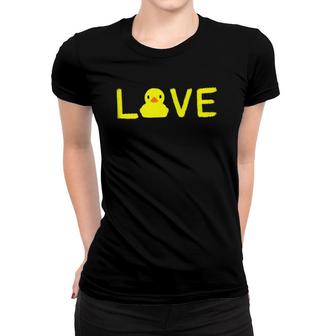 Cute 'Love' Yellow Rubber Ducky Duck Graphic Tees Women T-shirt | Mazezy