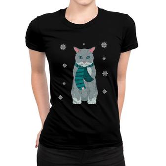Cute Pet Owner Snowy Winter Animal Cat Person Cat Women T-shirt | Mazezy