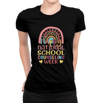 Cute Rainbow Happy National School Counseling Week Counselor Women T-shirt | Mazezy